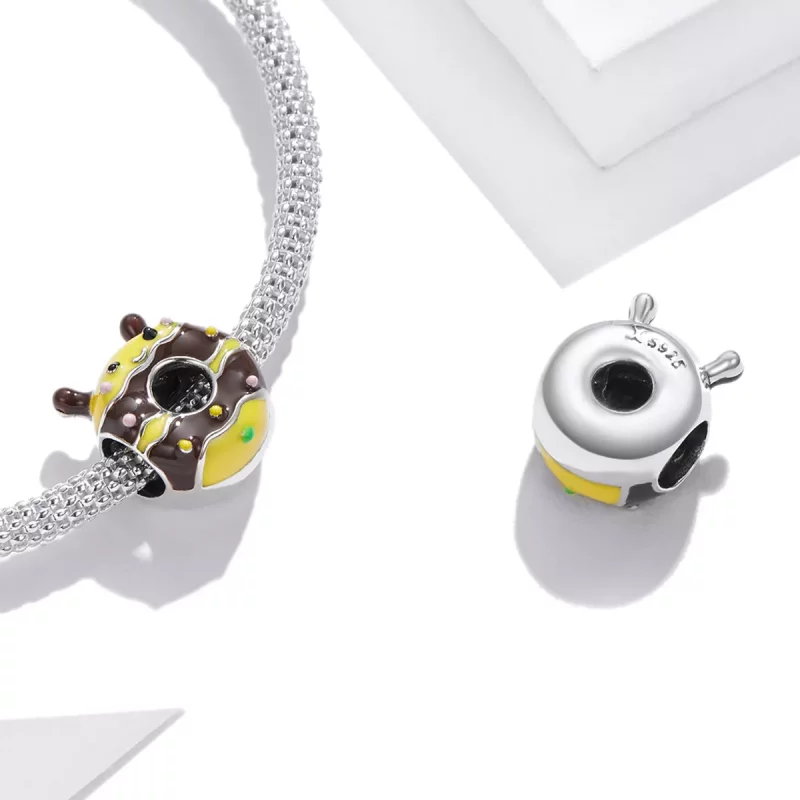 (imagen para) Charm de estilo Pandora con pequeños encantos de abejitas donuts - SCC1878 - Ver 4