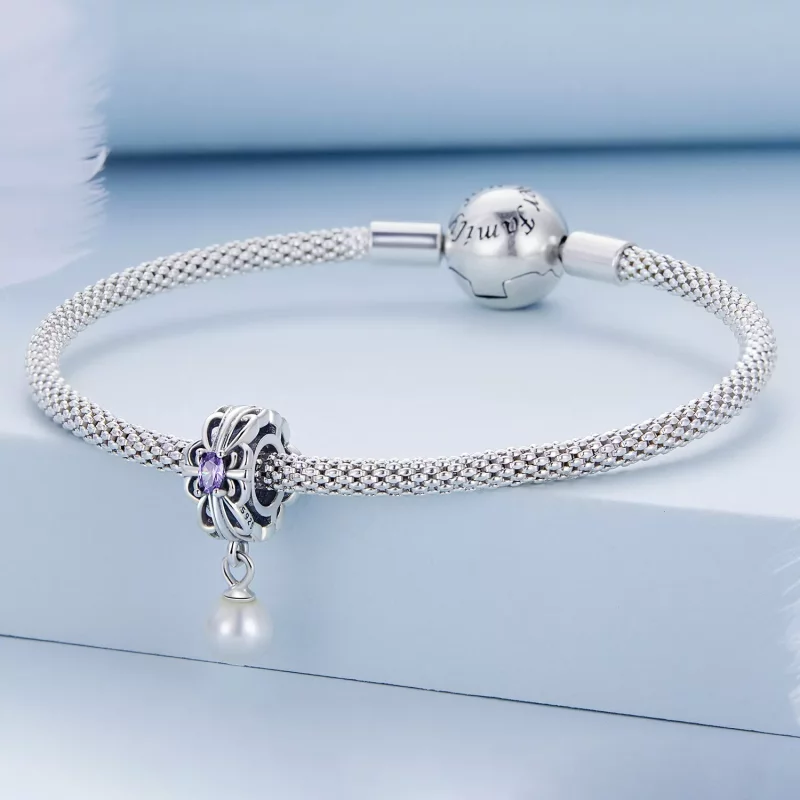 (imagen para) Charm de estilo Pandora con perlas y cintas - BSC638 - Ver 3