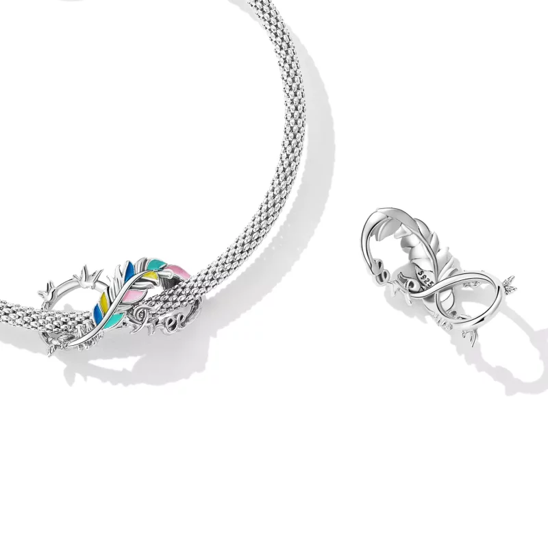 (imagen para) Charm de estilo Pandora con pluma y símbolo infinito - SCC2322 - Ver 4