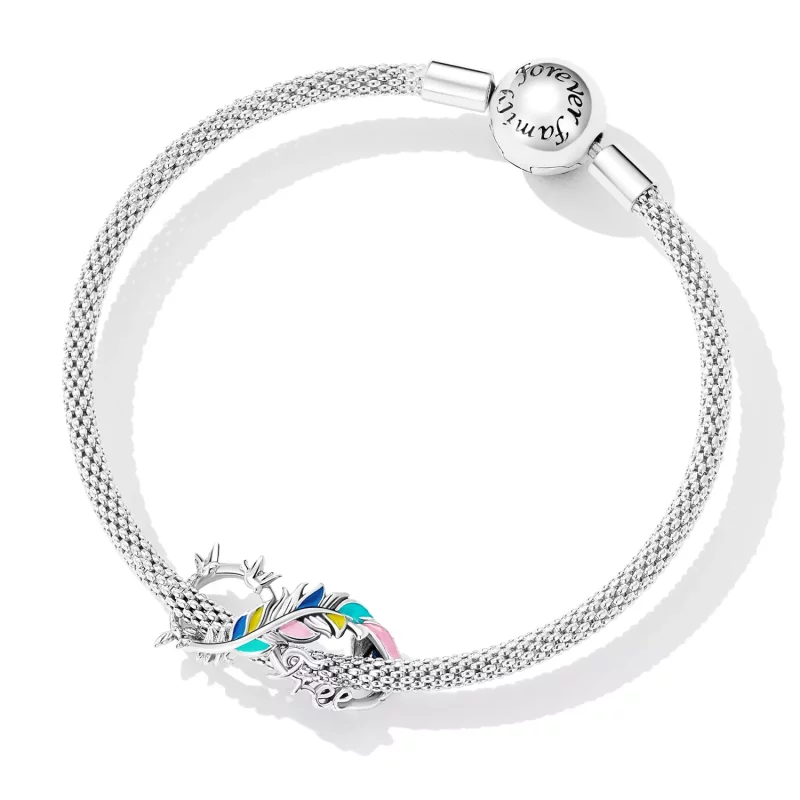 (imagen para) Charm de estilo Pandora con pluma y símbolo infinito - SCC2322 - Ver 5