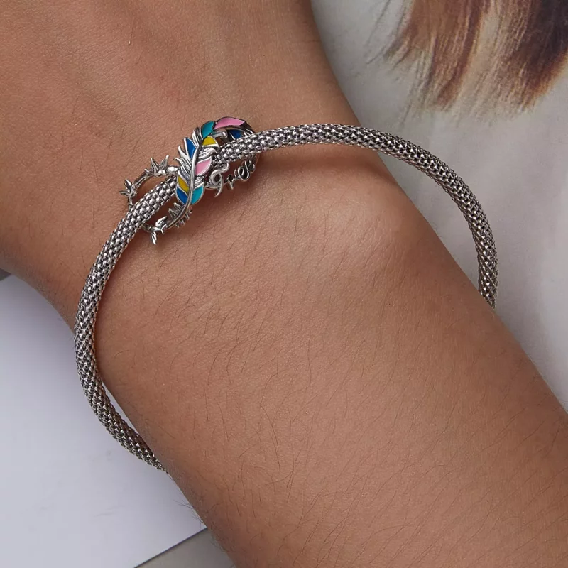 (imagen para) Charm de estilo Pandora con pluma y símbolo infinito - SCC2322 - Ver 6