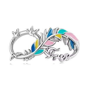 (imagen para) Charm de estilo Pandora con pluma y símbolo infinito - SCC2322