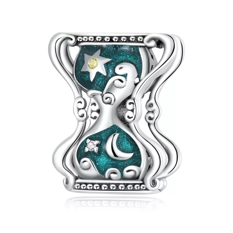 (imagen para) Charm de estilo Pandora con reloj de arena y sol y luna - SCC2265