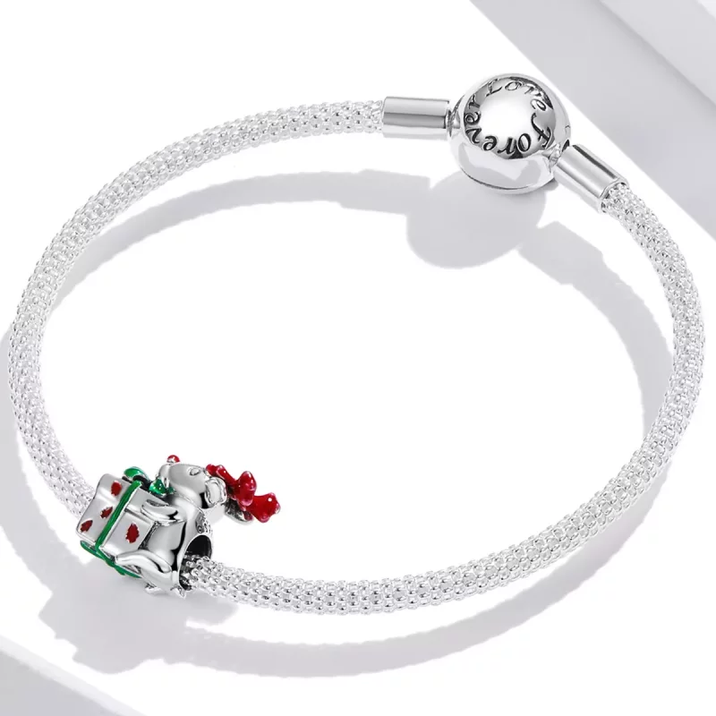 (imagen para) Charm de estilo Pandora con reno entregando regalos - BSC540 - Ver 3