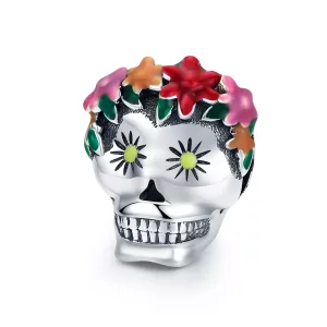 (imagen para) Charm de estilo Pandora de calavera de azúcar en plata - SCC888