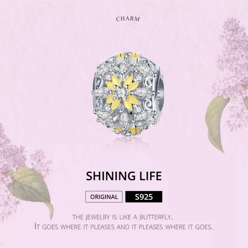 (imagen para) Charm de estilo Pandora de dos tonos, brillo de vida - SCC1333 - Ver 6