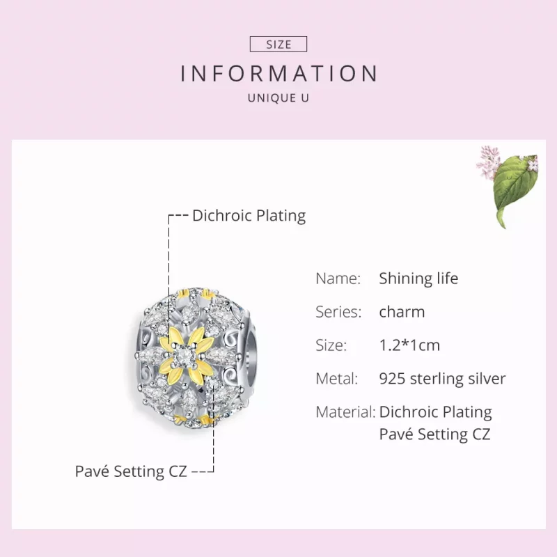 (imagen para) Charm de estilo Pandora de dos tonos, brillo de vida - SCC1333 - Ver 7