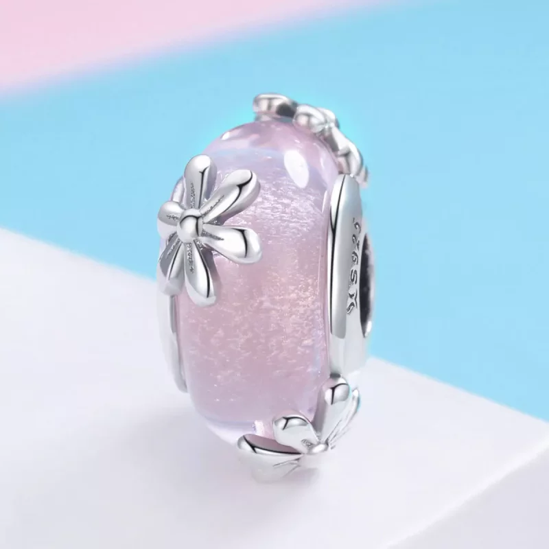 (imagen para) Charm de estilo Pandora de plata con flores de primavera - SCC860 - Ver 2
