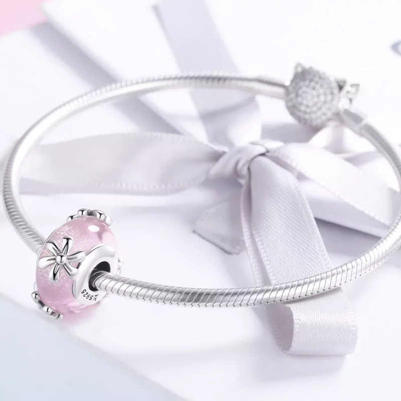(imagen para) Charm de estilo Pandora de plata con flores de primavera - SCC860 - Ver 4