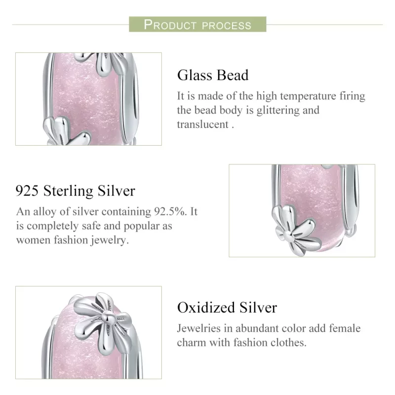 (imagen para) Charm de estilo Pandora de plata con flores de primavera - SCC860 - Ver 7