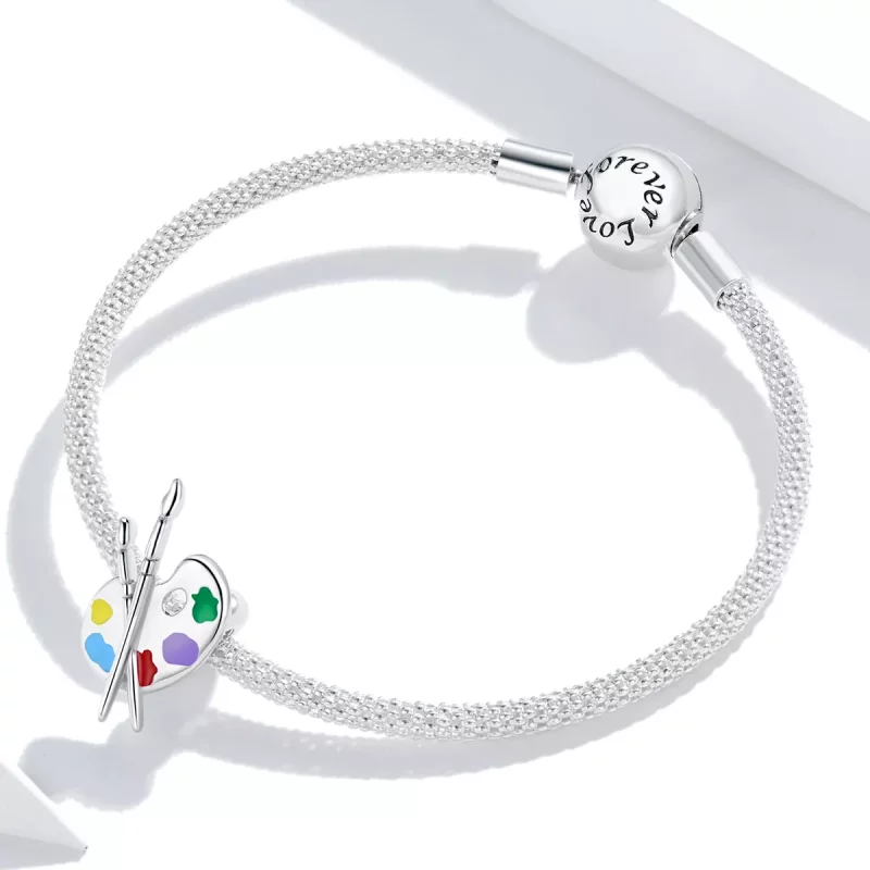 (imagen para) Charm de estilo Pandora en color plateado con paleta de arte colorida - BSC359 - Ver 3