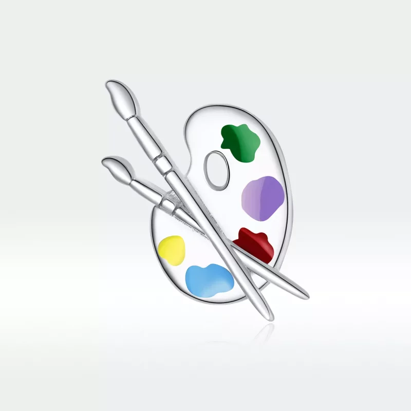 (imagen para) Charm de estilo Pandora en color plateado con paleta de arte colorida - BSC359 - Ver 5