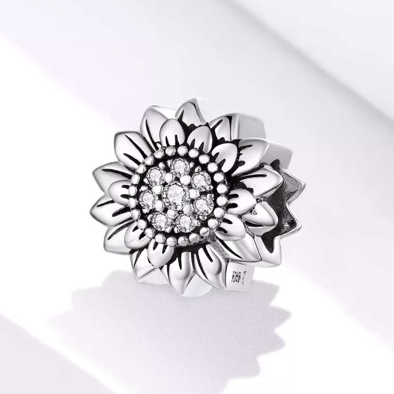 (imagen para) Charm de estilo Pandora en plata con diseño de girasol - SCC1507 - Ver 2