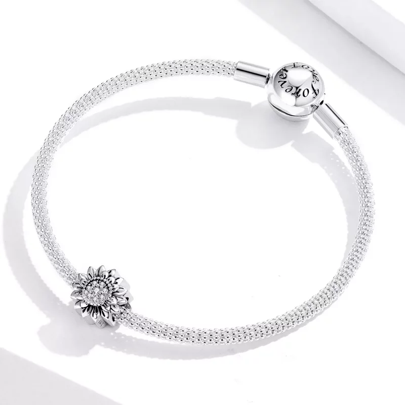 (imagen para) Charm de estilo Pandora en plata con diseño de girasol - SCC1507 - Ver 3