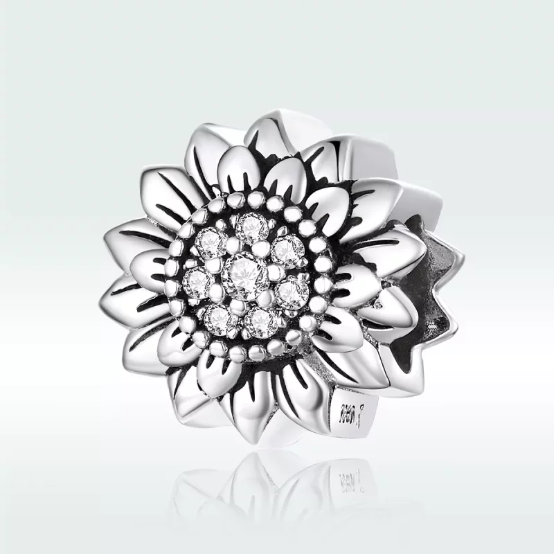 (imagen para) Charm de estilo Pandora en plata con diseño de girasol - SCC1507 - Ver 5