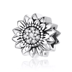 (imagen para) Charm de estilo Pandora en plata con diseño de girasol - SCC1507