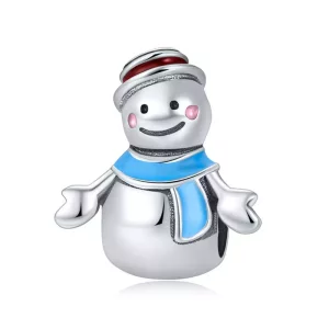 (imagen para) Charm de estilo Pandora en plata con diseño de muñeco de nieve - SCC855