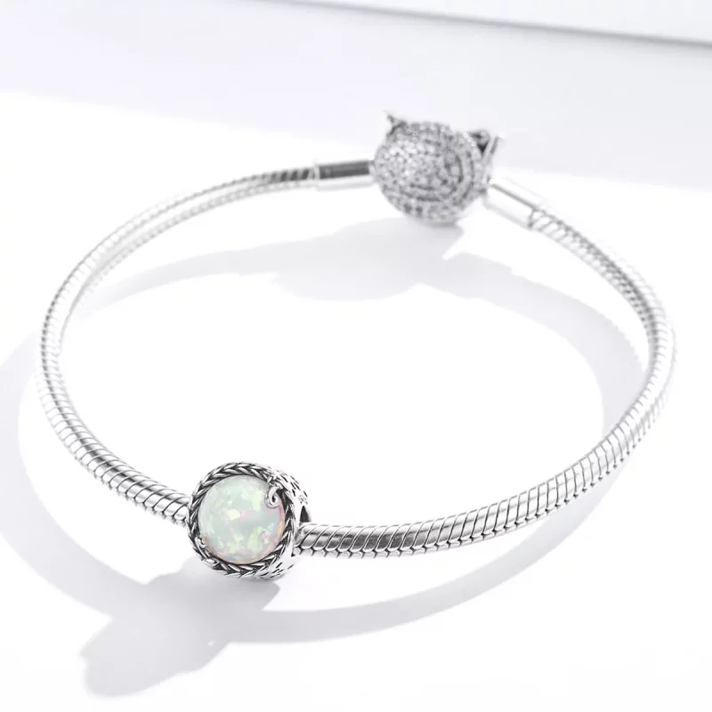 (imagen para) Charm de estilo Pandora en plata con diseño de vid simple - SCC1576 - Ver 3