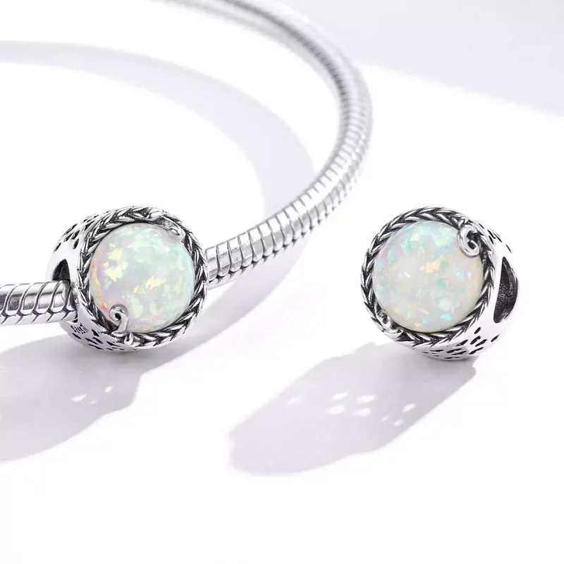 (imagen para) Charm de estilo Pandora en plata con diseño de vid simple - SCC1576 - Ver 4