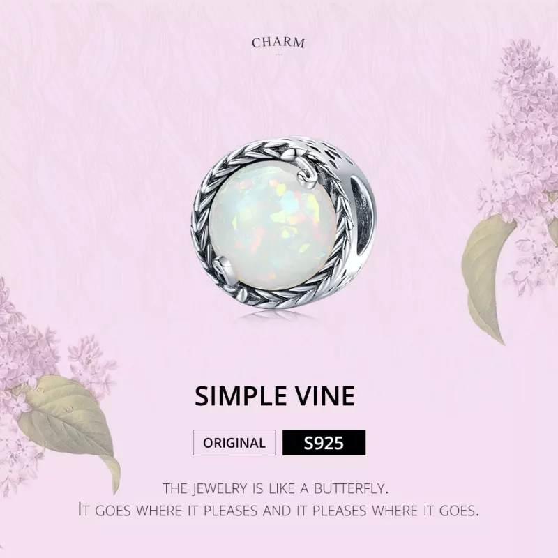 (imagen para) Charm de estilo Pandora en plata con diseño de vid simple - SCC1576 - Ver 6