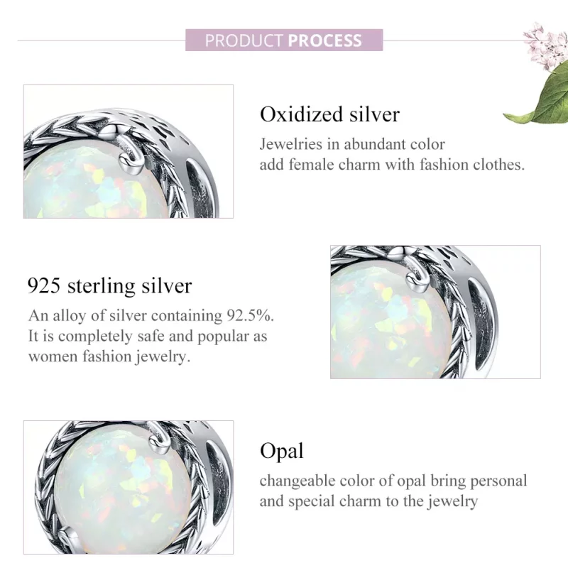 (imagen para) Charm de estilo Pandora en plata con diseño de vid simple - SCC1576 - Ver 8