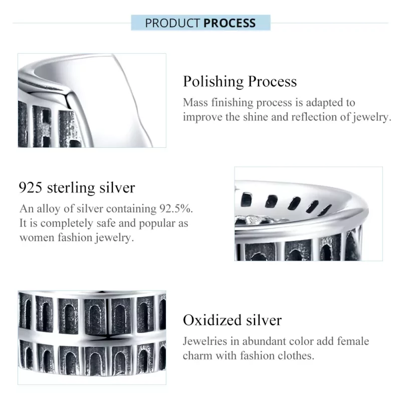 (imagen para) Charm de estilo Pandora en plata con el diseño del Coliseo - SCC1543 - Ver 7