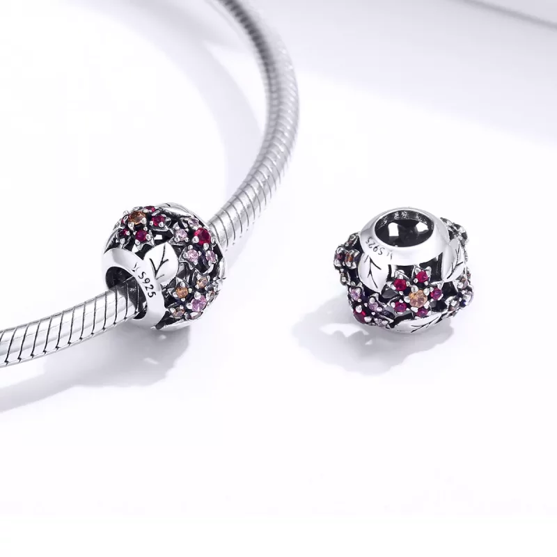 (imagen para) Charm de estilo Pandora en plata con elegante diseño de flores de cerezo - SCC14 - Ver 4