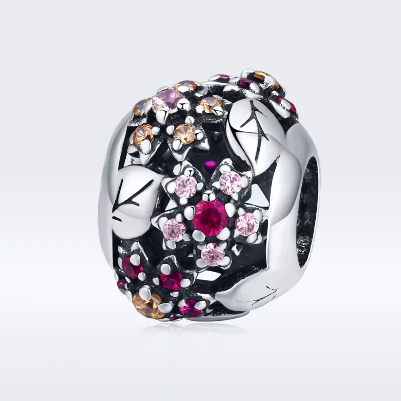 (imagen para) Charm de estilo Pandora en plata con elegante diseño de flores de cerezo - SCC14 - Ver 5