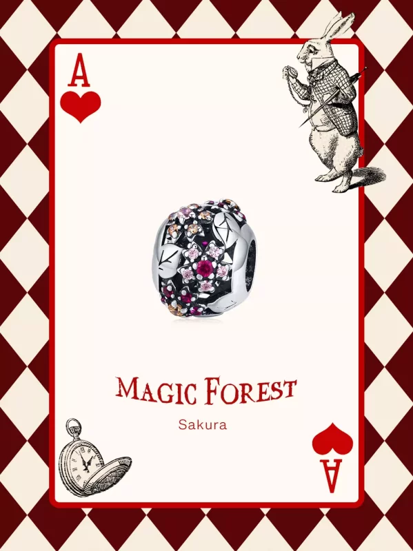 (imagen para) Charm de estilo Pandora en plata con elegante diseño de flores de cerezo - SCC14 - Ver 6