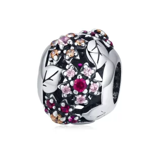 Charm de estilo Pandora en plata con elegante diseño de flores de cerezo - SCC1446 (imagen para) Charm de estilo Pandora en plata con elegante diseño de flores de cerezo - SCC1446
