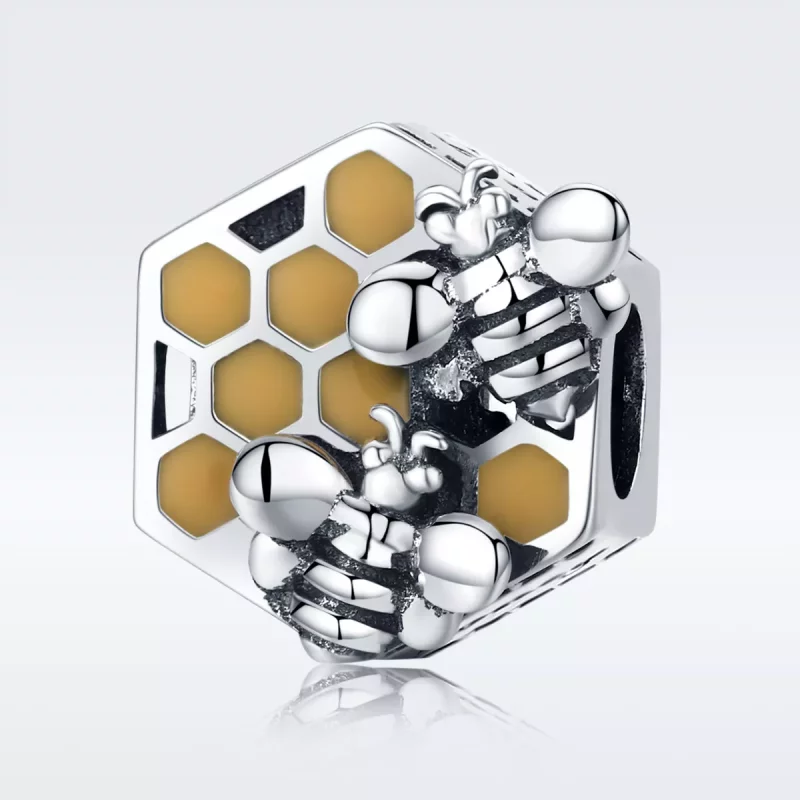 (imagen para) Charm de estilo Pandora en plata con forma de colmena de abejas - SCC500 - Ver 2