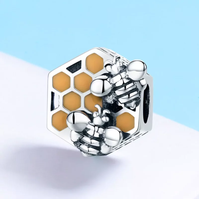 (imagen para) Charm de estilo Pandora en plata con forma de colmena de abejas - SCC500 - Ver 3