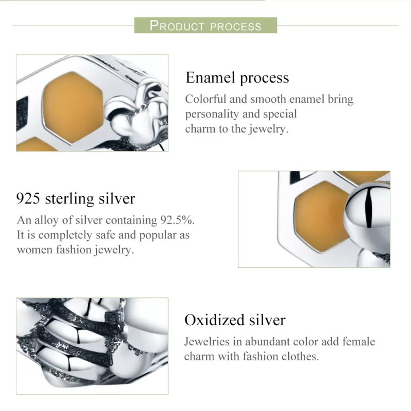 (imagen para) Charm de estilo Pandora en plata con forma de colmena de abejas - SCC500 - Ver 6