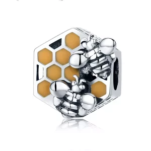 (imagen para) Charm de estilo Pandora en plata con forma de colmena de abejas - SCC500