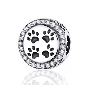 (imagen para) Charm de Estilo Pandora en Plata con Huellas de Pie - SCC1186