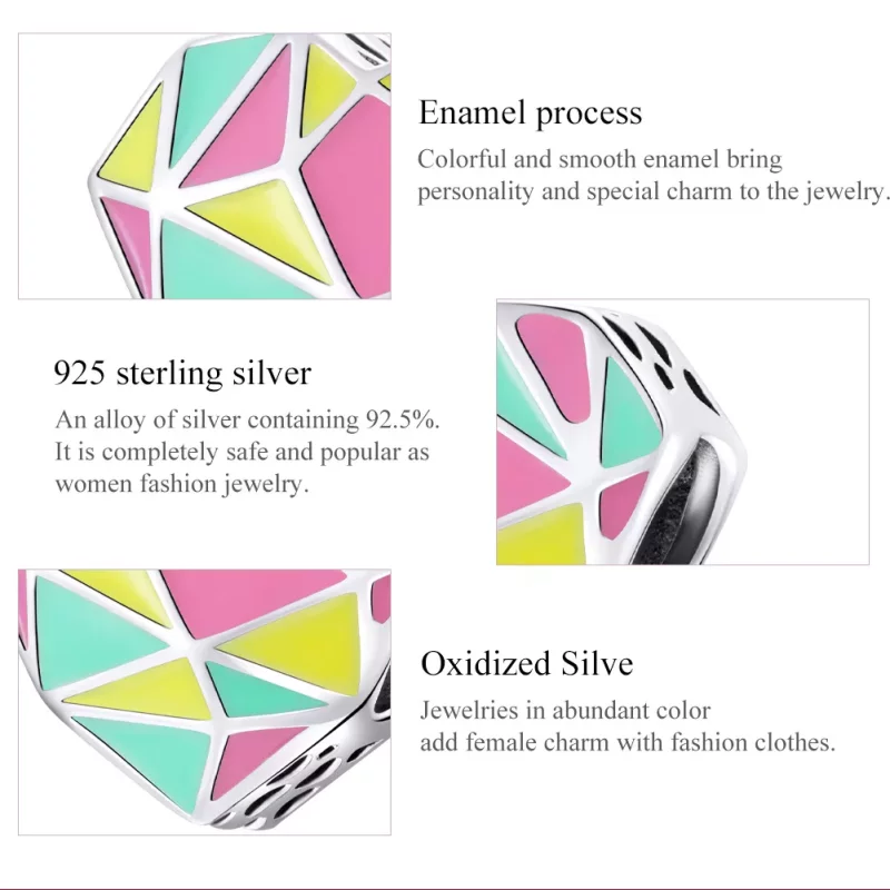 (imagen para) Charm de Estilo Pandora en Plata con Patrones Geométricos - SCC1761 - Ver 7