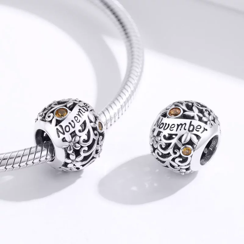 (imagen para) Charm de estilo Pandora en plata con piedra de nacimiento de noviembre - SCC1385 - Ver 2
