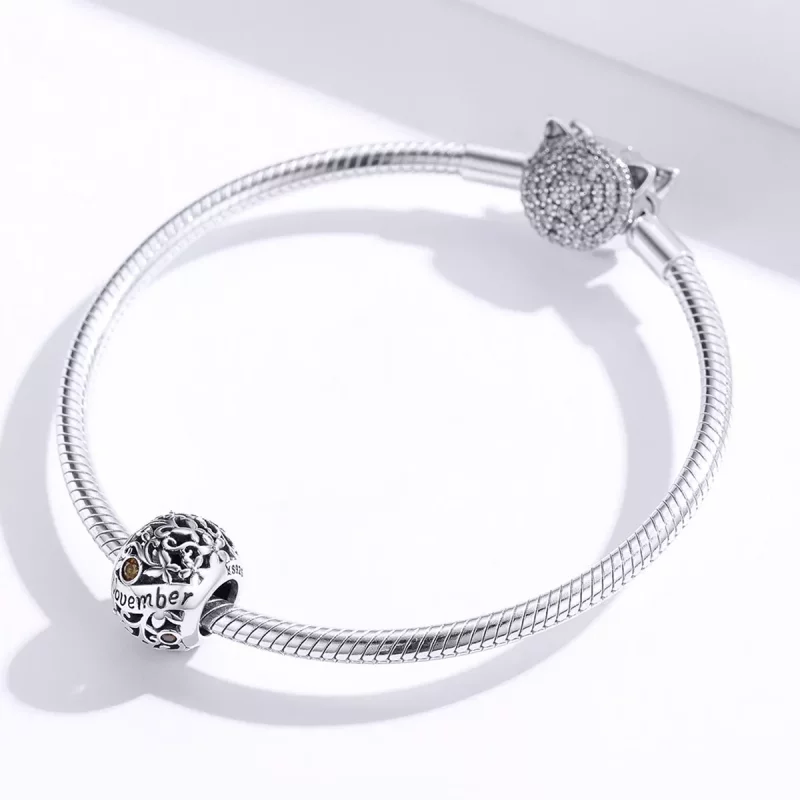 (imagen para) Charm de estilo Pandora en plata con piedra de nacimiento de noviembre - SCC1385 - Ver 3