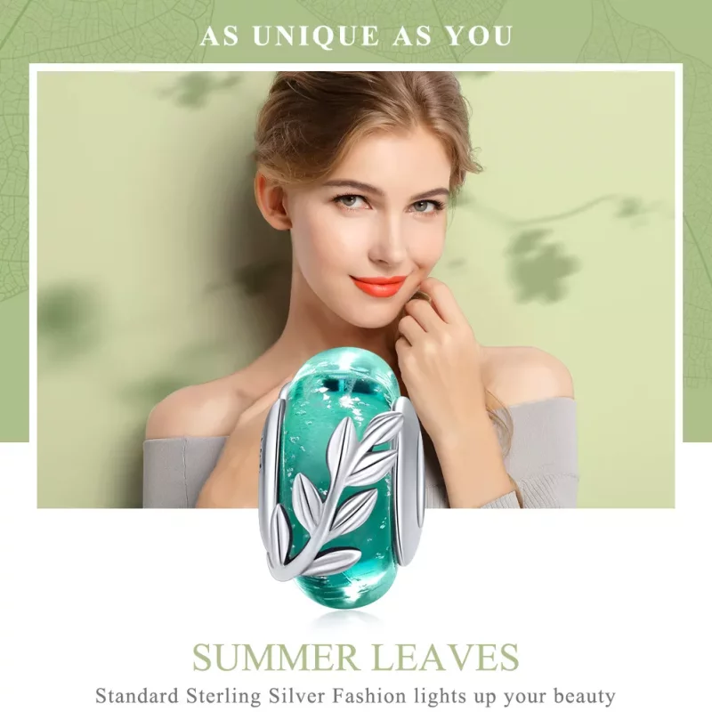 (imagen para) Charm de estilo Pandora en plata con ramas de verano - SCC863 - Ver 6