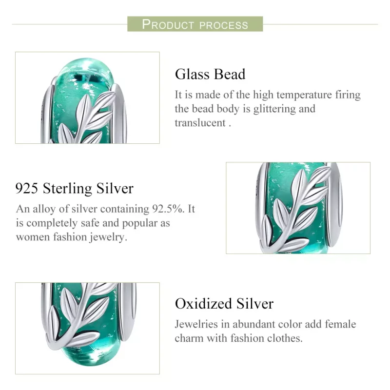 (imagen para) Charm de estilo Pandora en plata con ramas de verano - SCC863 - Ver 7
