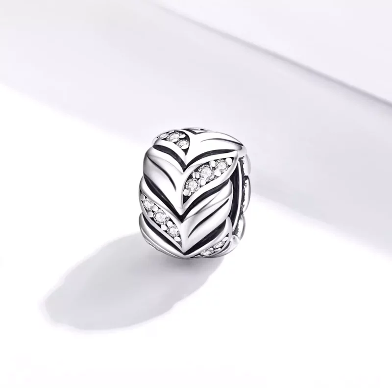 (imagen para) Charm de estilo Pandora plateado con brillo de espigas de trigo - SCC1614 - Ver 2