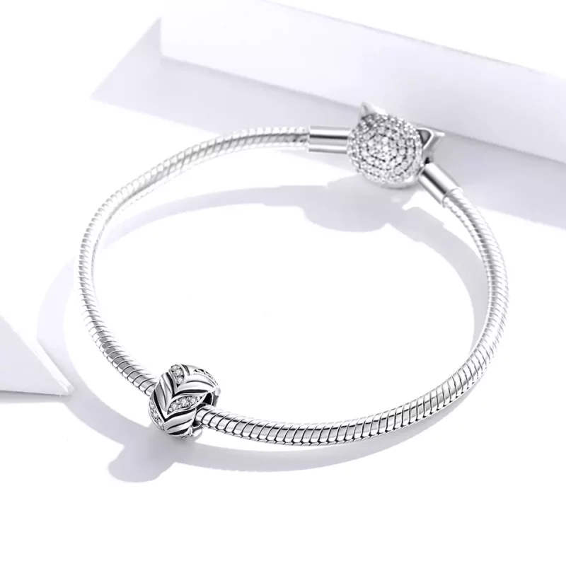 (imagen para) Charm de estilo Pandora plateado con brillo de espigas de trigo - SCC1614 - Ver 3