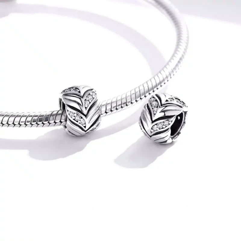 (imagen para) Charm de estilo Pandora plateado con brillo de espigas de trigo - SCC1614 - Ver 4