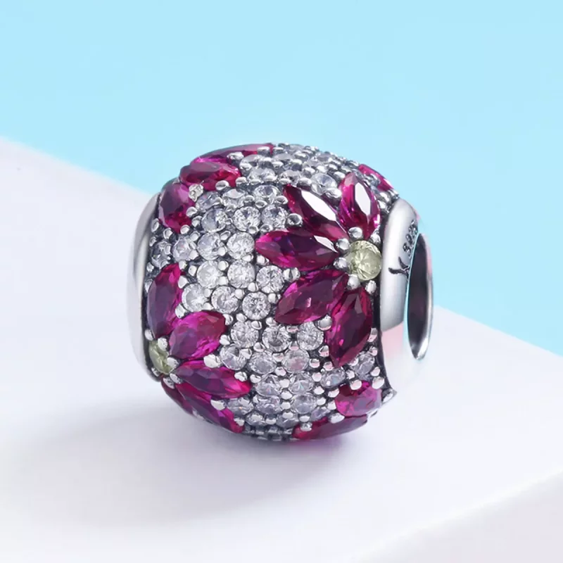 (imagen para) Charm de estilo Pandora plateado con escena de primavera - SCC570 - Ver 4