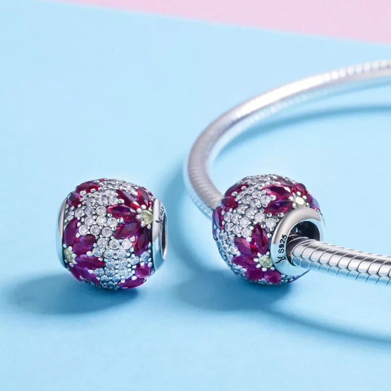 (imagen para) Charm de estilo Pandora plateado con escena de primavera - SCC570 - Ver 5