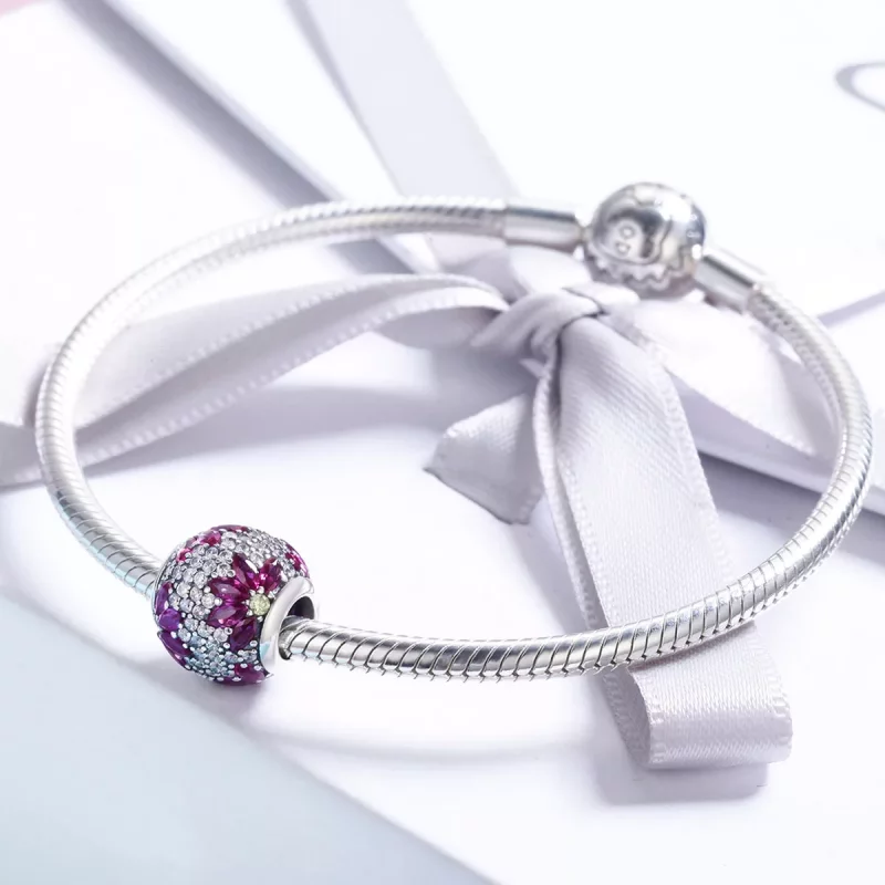 (imagen para) Charm de estilo Pandora plateado con escena de primavera - SCC570 - Ver 6