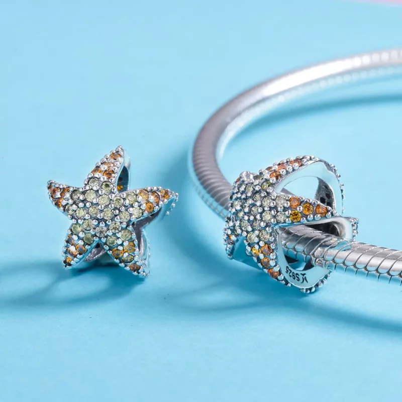 (imagen para) Charm de Estrella de Mar de Plata al estilo Pandora - SCC586 - Ver 5