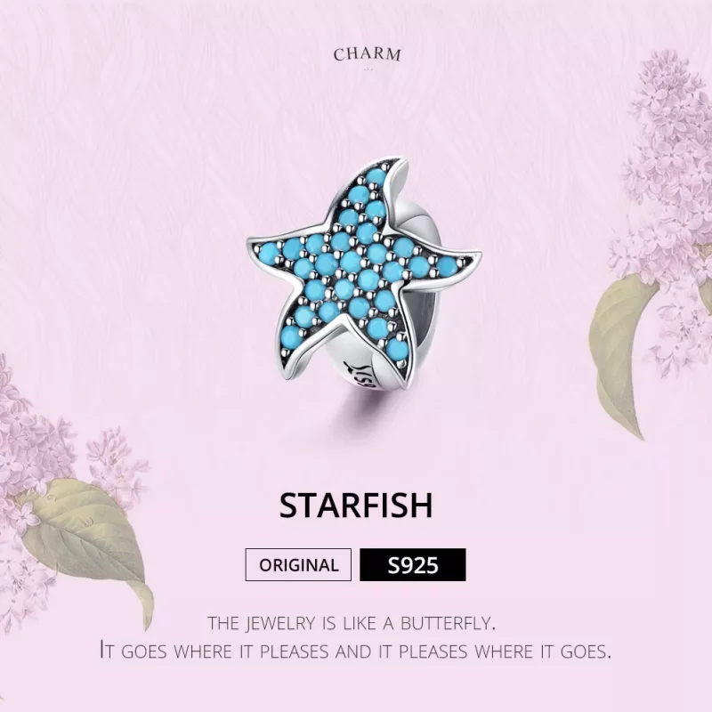 (imagen para) Charm de Estrella de Mar en Plata al Estilo Pandora - SCC1313 - Ver 2