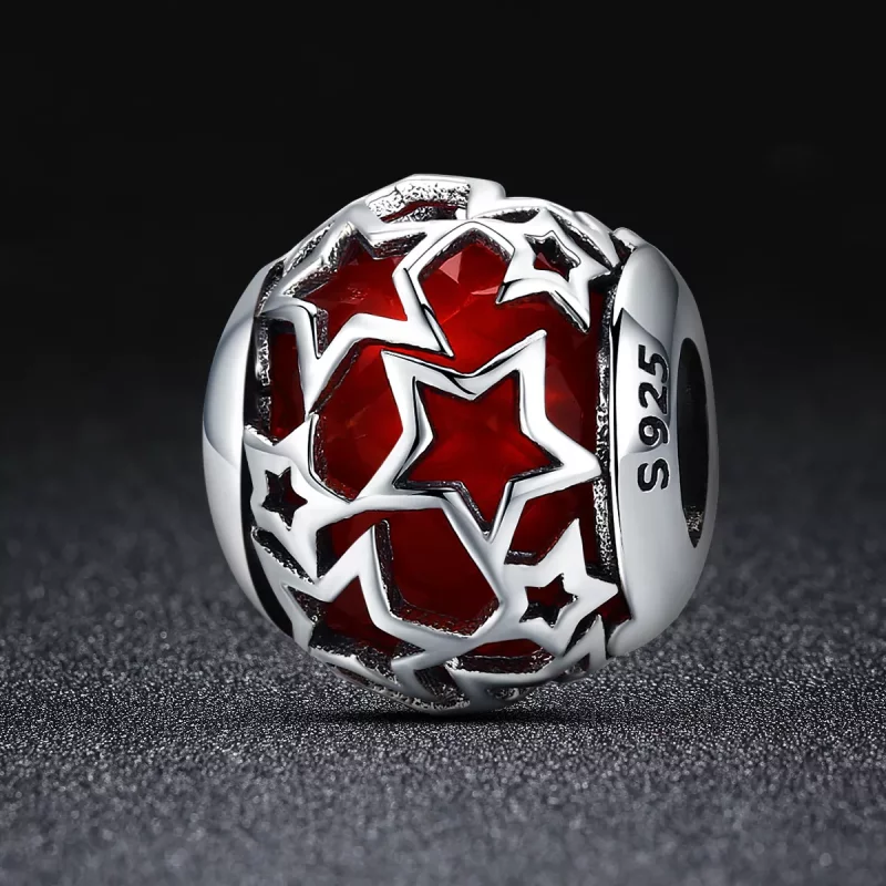 (imagen para) Charm de Estrellas Románticas de Plata Estilo Pandora - SCC509 - Ver 2