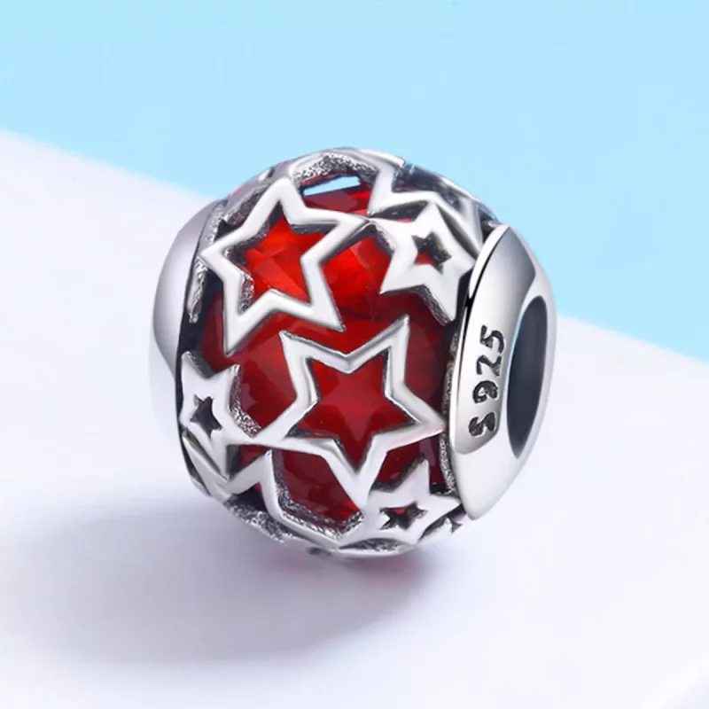 (imagen para) Charm de Estrellas Románticas de Plata Estilo Pandora - SCC509 - Ver 3